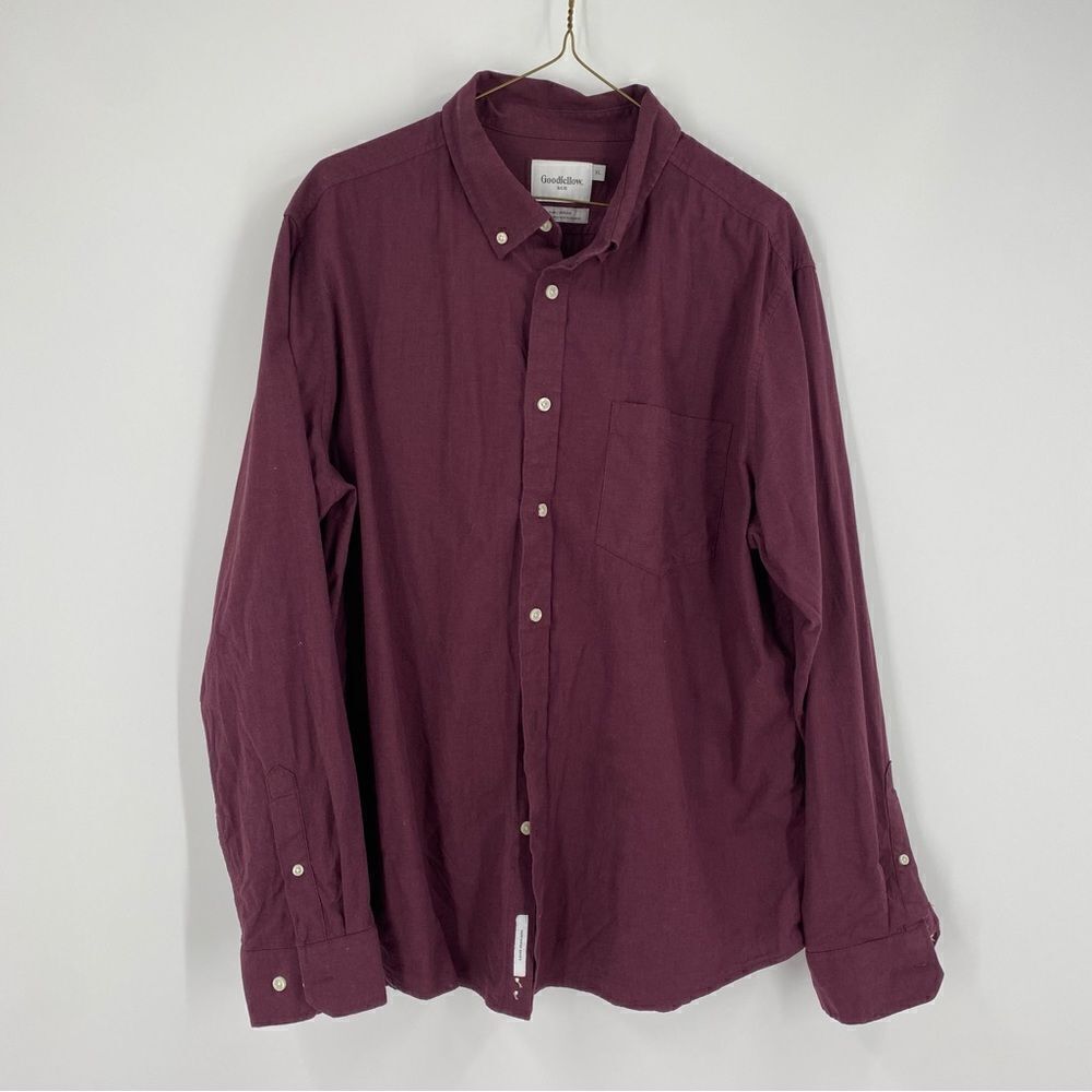 GoodFellow & Co. Men’s Long Sleeve Burgundy Button Front Slim Fit Shirt size XL